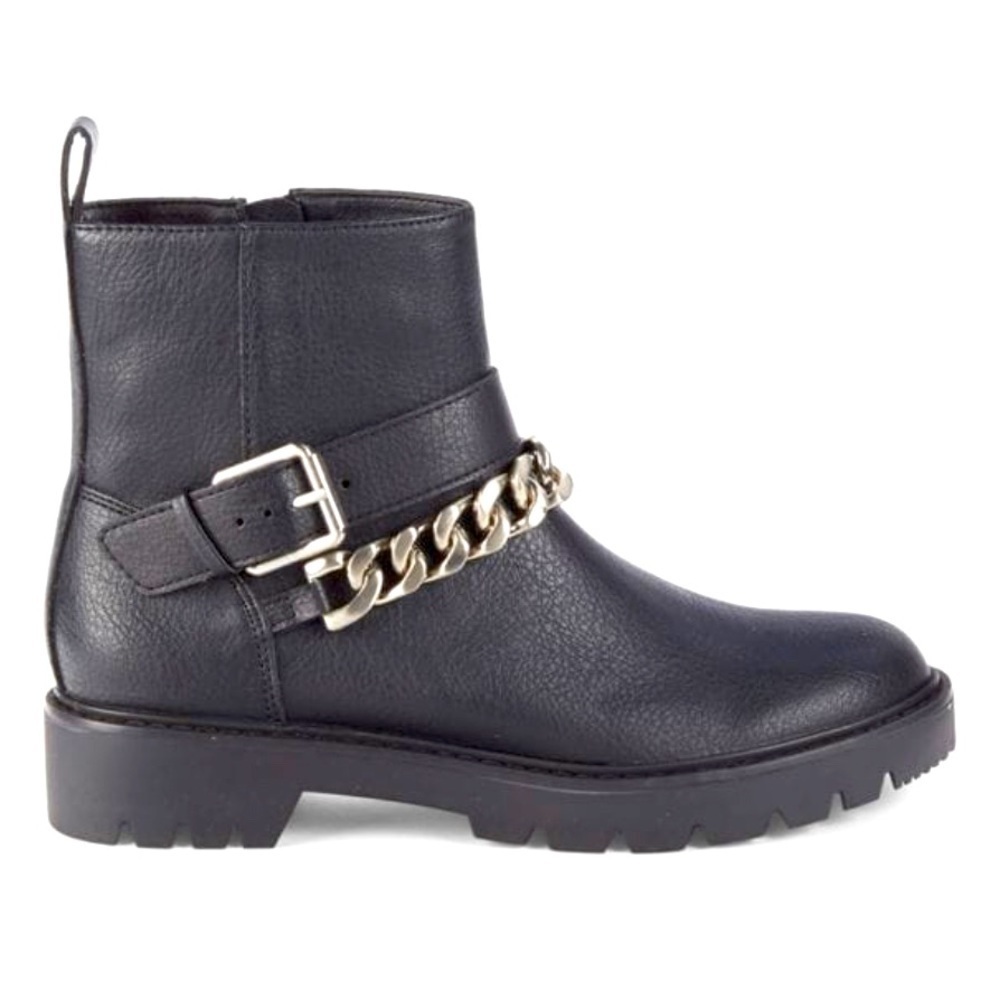 Dolce Vita Black Biker Motorcycle Bootie with Chain, Size 6